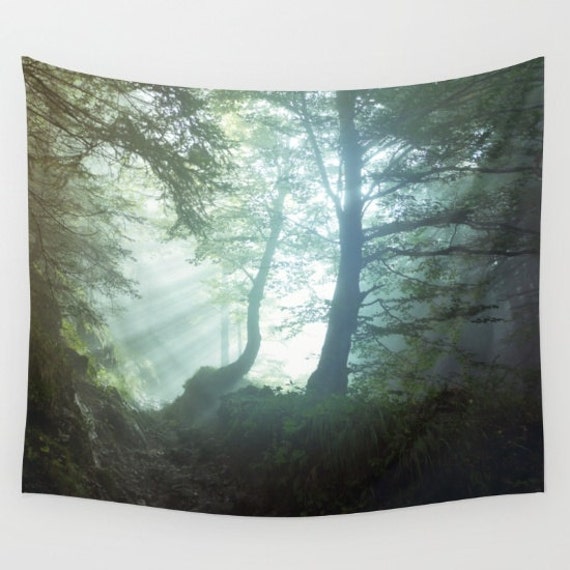 Enchanted Forest Tapestry, Woods Wall Decor, Nature Tapestry, Nature Wall Hanging - image 1