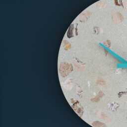 Terrazzo Wall Clock - Handmade Concrete Wooden Hands Unique Home Decor - thumbnail 2