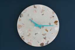Terrazzo Wall Clock - Handmade Concrete Wooden Hands Unique Home Decor - thumbnail 1