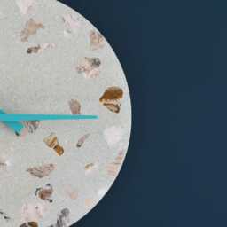 Terrazzo Wall Clock - Handmade Concrete Wooden Hands Unique Home Decor - thumbnail 3