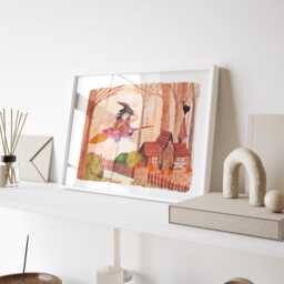 Little Witch Poster - Halloween Illustration Autumn Wall Decor Wall Art Nursery Room - thumbnail 3