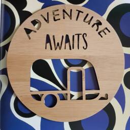 Adventure Awaits Caravan Wall Hanging-Wooden Bamboo Door-Wall Hanging-Wall Art-Wooden SignLasercut-Plaque-Van-Campervan-Acrylic - thumbnail 2