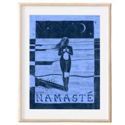 Namaste Moon Art Print - Surf Girl Yoga Poster - thumbnail 2