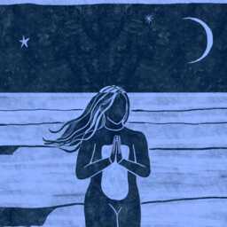 Namaste Moon Art Print - Surf Girl Yoga Poster - thumbnail 3