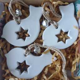 Set Of 3 Clay Robin Christmas Tree Decorations Diffussers - thumbnail 3