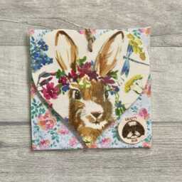 Wooden Rabbit Decoration, Spring Floral Ornament, Easter Bunny Wall Decor, Gifts For Mothers Day - thumbnail 2