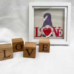Gnome Love Decor Framed Embroidery, Valentine Wall Art, One Of A Kind Machine Embroidered Home - thumbnail 2
