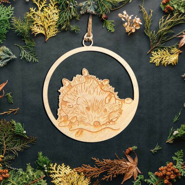 Hedgehog Lasercut Christmas Decoration/Ornament - 90mm
