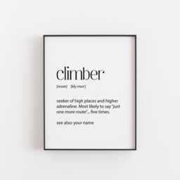 Climber Definition Print - Funny Personalized Rock Climbing Wall Art, Custom Name Gift For Boulderer Or Mountain Lover Decor - thumbnail 1