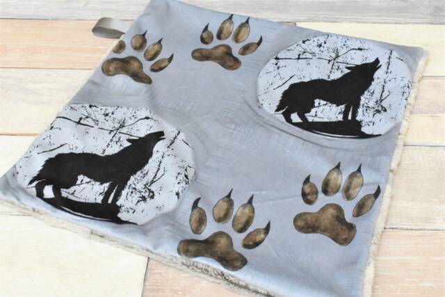 Wolf Lovey - Security Blanket Mini Minky Gray Lovie Baby Gift - image 1