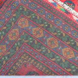 6'8x9'8 Ft Handmade Red Rug, Afghan Bukhara Tribal Veg Dyes Wool Area High Pile Soft Carpet, Oriental Turkmen Living Room Rug - thumbnail 4
