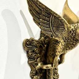 Brass Parrot Wall Hanging With Bell - Handmade Indian Home Decor, Vastu Feng Shui Door Hanging, Traditional Hanging For Entrance - thumbnail 2
