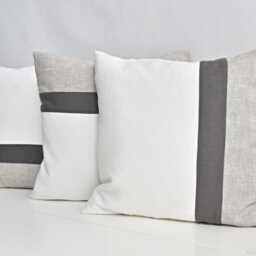 White Graphite Grey Modern Minimalist Linen Curtains, Bedroom Drapery, Drapes, Three Tone, Striped Curtains. Made To Order - thumbnail 4