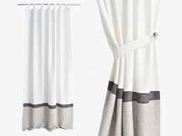 White Graphite Grey Modern Minimalist Linen Curtains, Bedroom Drapery, Drapes, Three Tone, Striped Curtains. Made To Order