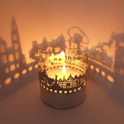 Antwerp Skyline Shadow Play - Beautiful Souvenir Candle Attachment, Projects Iconic Landmarks For A Mesmerizing Room Ambience