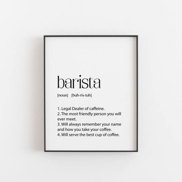 Barista Definition Print Funny Coffee Wall Art Caf?? Decor Gift Lover Poster - image 1