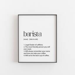 Barista Definition Print Funny Coffee Wall Art Caf?? Decor Gift Lover Poster - thumbnail 1