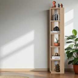 5-Tier Corner Bookcase - Oak - Modern Space-Saving Display Unit 161 X 34 cm - thumbnail 2