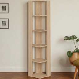 5-Tier Corner Bookcase - Oak - Modern Space-Saving Display Unit 161 X 34 cm - thumbnail 3