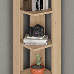 5-Tier Corner Bookcase - Oak - Modern Space-Saving Display Unit 161 X 34 cm - thumbnail 4