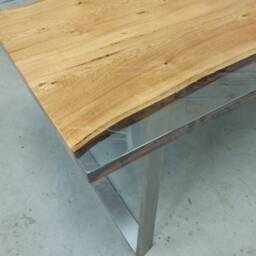 Live Edge Dining Table, Epoxy Resin Table, Oak Live Edge River Table - thumbnail 4