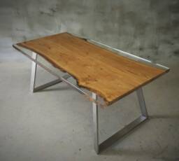 Live Edge Dining Table, Epoxy Resin Table, Oak Live Edge River Table