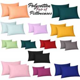 Polycotton Pair Of Pillowcase Plain Dyed Housewife Bed Pillow Cover Multi Colors 75x50cm - thumbnail 1