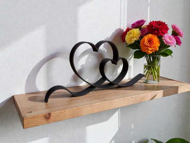Heart Line Art Ornament, Minimalist Freestanding Home Decor, Romantic Gift - image 1
