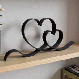 Heart Line Art Ornament, Minimalist Freestanding Home Decor, Romantic Gift - thumbnail 2