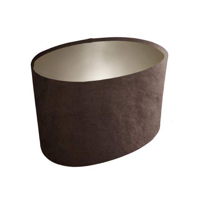 Oval Brown Lampshade in Velvet With Champagne Lining - image 1