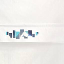 Bathroom Valance - Teal With White & Navy Rectangles, Modern Window Topper, Lake House Sea Nautical Coastal Valence, Custom Made - thumbnail 4