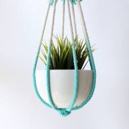 Macrame Plant Hanger, Hanging Planter, No Tassel, Cat Friendly No Tariffs/Fees To Usa - thumbnail 3