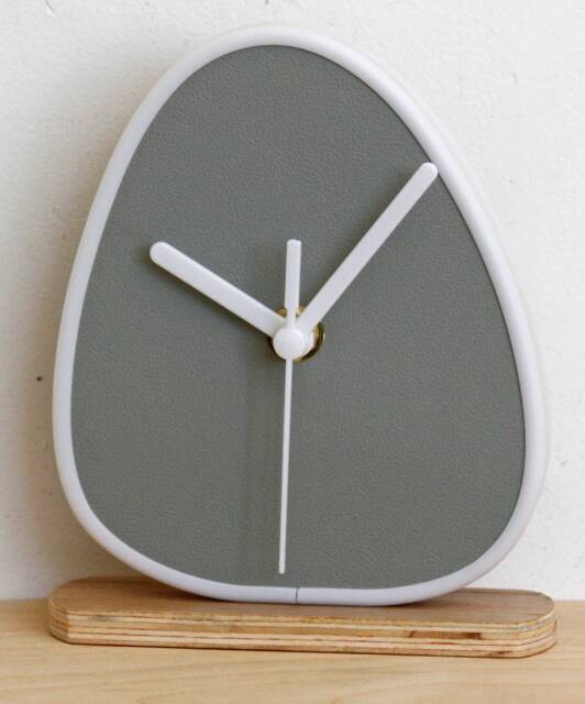 Grey Mantel Clock - New 15cm Modern Wood Handmade Unique Wooden Desk Gift Off The Wall Clocks - image 1
