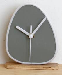 Grey Mantel Clock - New 15cm Modern Wood Handmade Unique Wooden Desk Gift Off The Wall Clocks - thumbnail 1