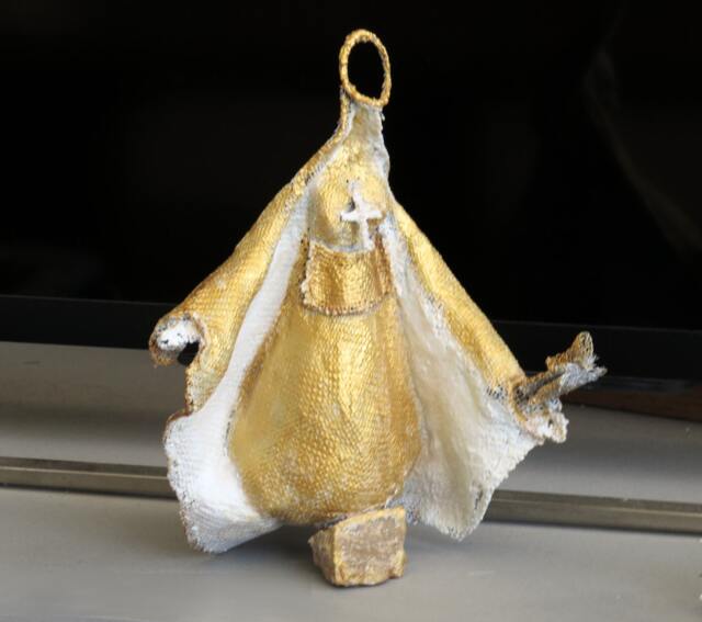 Praying Nun On Jerusalem Stone/Christianity Holly Land Christmas Gift Ooak - image 1