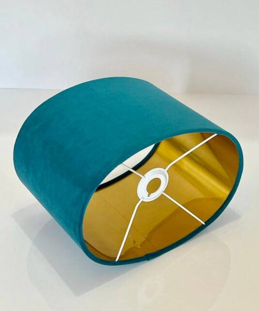 New Luxury High Quality Aqua Teal Blue Velvet Fabric Oval Shape Lamp Shade Pendant Light All Shapes & Sizes Available - image 1
