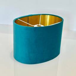 New Luxury High Quality Aqua Teal Blue Velvet Fabric Oval Shape Lamp Shade Pendant Light All Shapes & Sizes Available - thumbnail 2