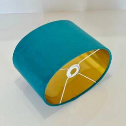 New Luxury High Quality Aqua Teal Blue Velvet Fabric Oval Shape Lamp Shade Pendant Light All Shapes & Sizes Available - thumbnail 3