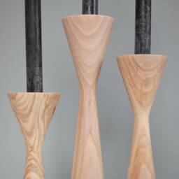 Handmade Ash Wood Candlestick Set Scandinavian Rustic Home Decor - thumbnail 3