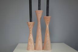 Handmade Ash Wood Candlestick Set Scandinavian Rustic Home Decor