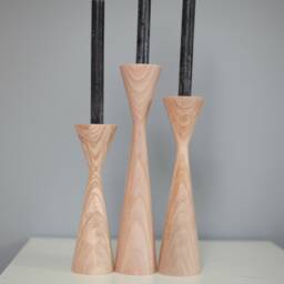 Handmade Ash Wood Candlestick Set Scandinavian Rustic Home Decor - thumbnail 4