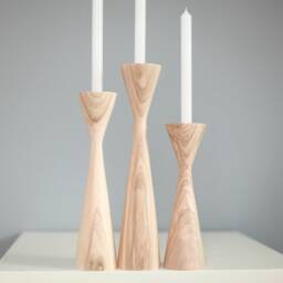 Handmade Ash Wood Candlestick Set Scandinavian Rustic Home Decor - thumbnail 2