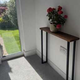 Solid Walnut Console Table With Black Steel U Shaped Legs - Entryway - thumbnail 4