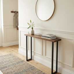 Solid Walnut Console Table With Black Steel U Shaped Legs - Entryway - thumbnail 2