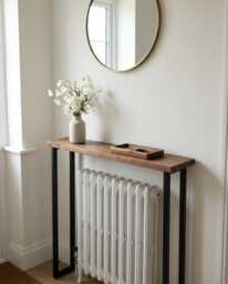 Solid Walnut Console Table With Black Steel U Shaped Legs - Entryway