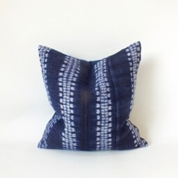Hmong Pillow Case Hand Woven Hemp Throw Cushion Cover Tribal Decorative Textile Indigo Navy Blue Batik Indigo Textile Home Handcrafted Kilim - thumbnail 2