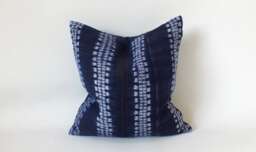 Hmong Pillow Case Hand Woven Hemp Throw Cushion Cover Tribal Decorative Textile Indigo Navy Blue Batik Indigo Textile Home Handcrafted Kilim - thumbnail 1