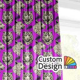 Purple Tigers Leopards Eyelet Blackout Curtains Wild Animal Print Window Drapes Jungle Pattern Curtain Panels Thermal Dark - thumbnail 3