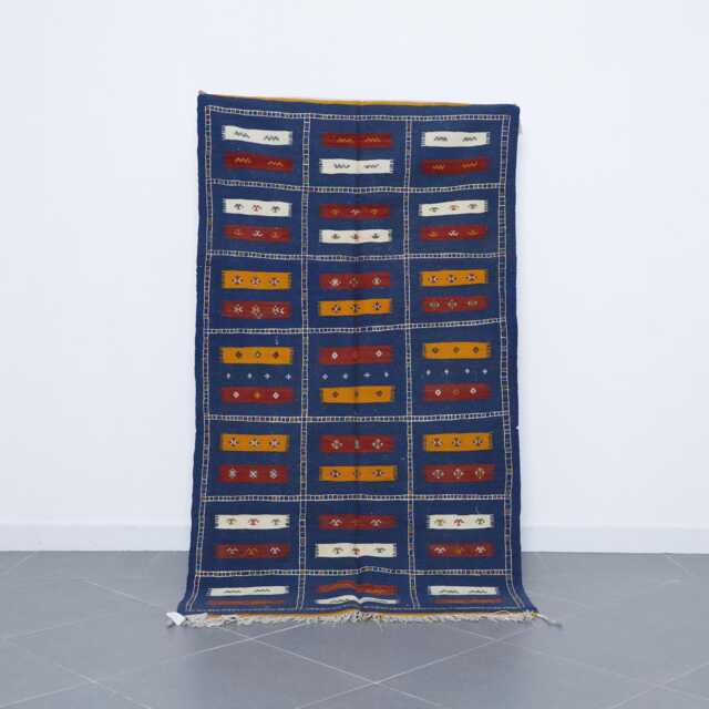 Vintage Flatweave Wool Rug Handmade Moroccan Berber Carpet - 6, 7x3, 7 Ft - image 1