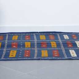 Vintage Flatweave Wool Rug Handmade Moroccan Berber Carpet - 6, 7x3, 7 Ft - thumbnail 2